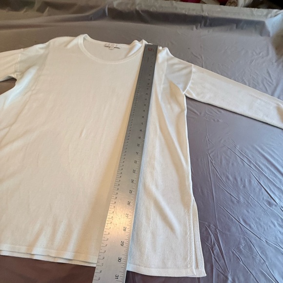 Etcetera by Carlisle Ivory Long Sleeve Lightweight Silk Blend Sweater Size XL - Picture 4 of 11